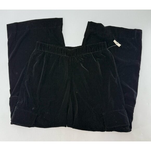 NWT Universal Thread High Rise Wide Leg Black Velvet Cargo‎ Pants Sz M Boho - Picture 5 of 12